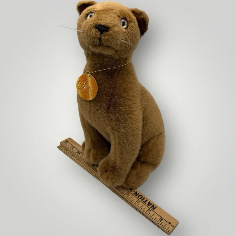 Toys R Us Soft Classics Vintage Brown Cat Plush Stuffed‎ Animal Realistic 13